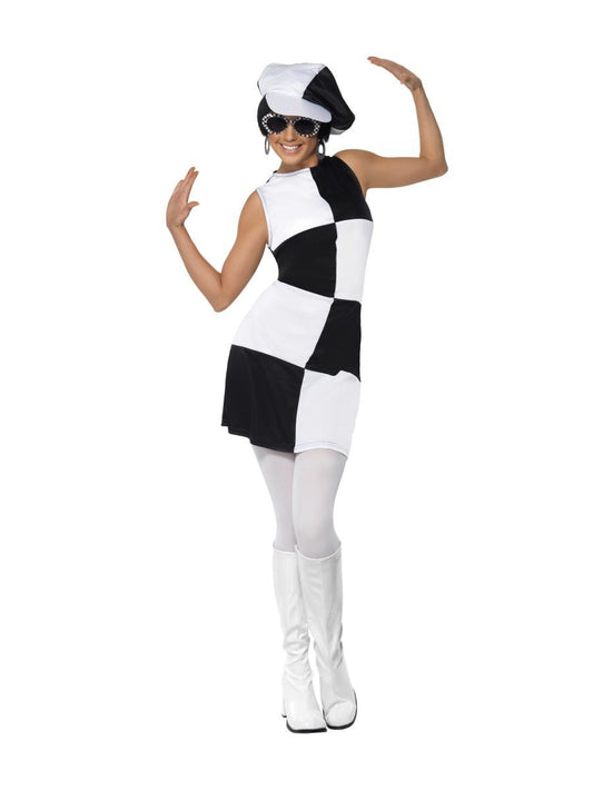 60er Jahre Party Girl Kostüm (Black & White)