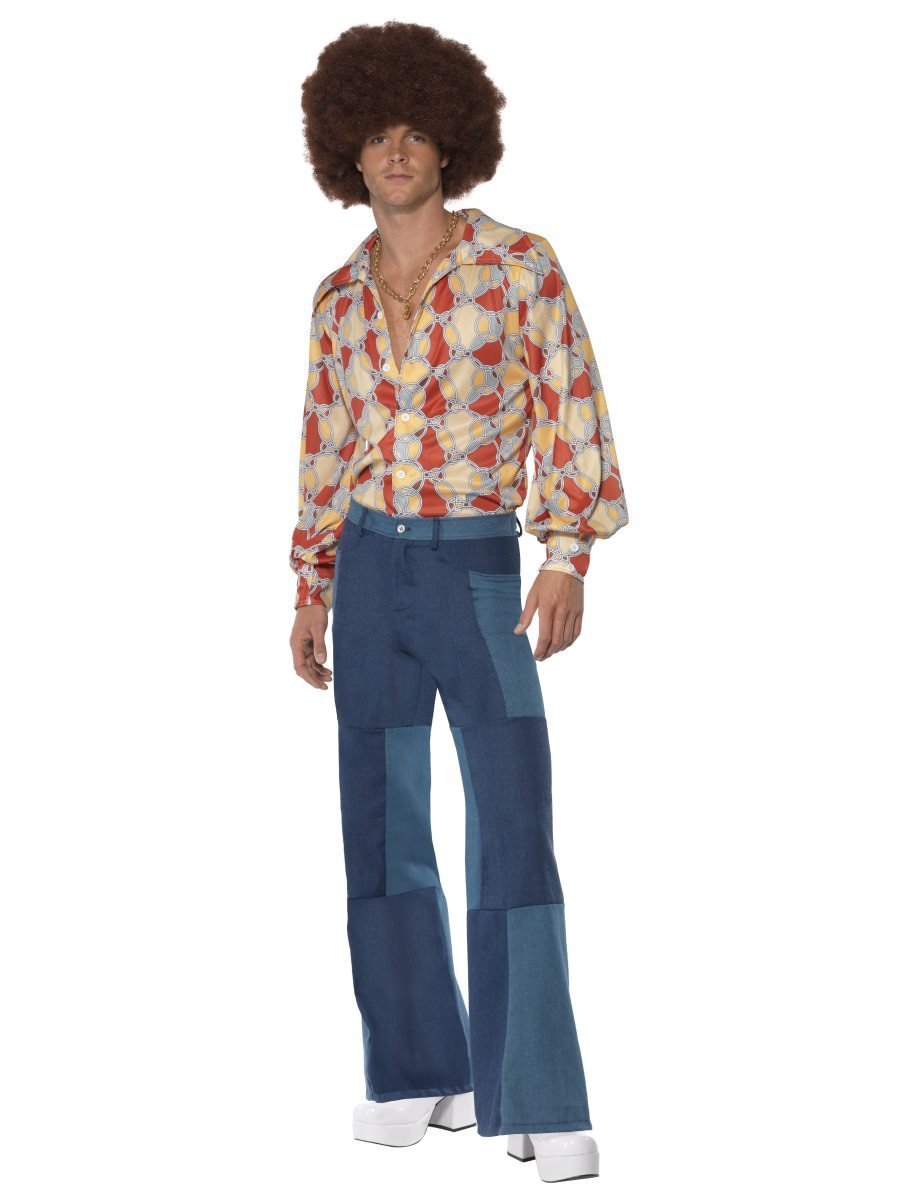 70er Jahre Retro Kostüm (Hemd & Patchwork Hose)