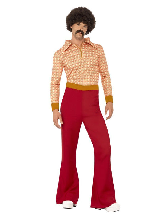 70er Jahre - Authentischer Mann Kostüm (Rot-Orange)