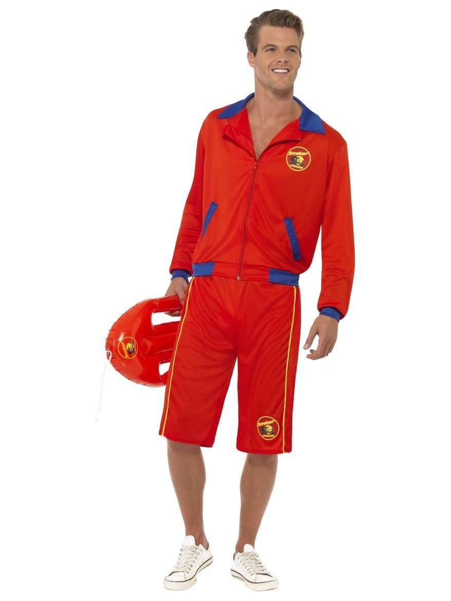 Baywatch Beach Herren Rettungsschwimmer Kostüm (Rot)