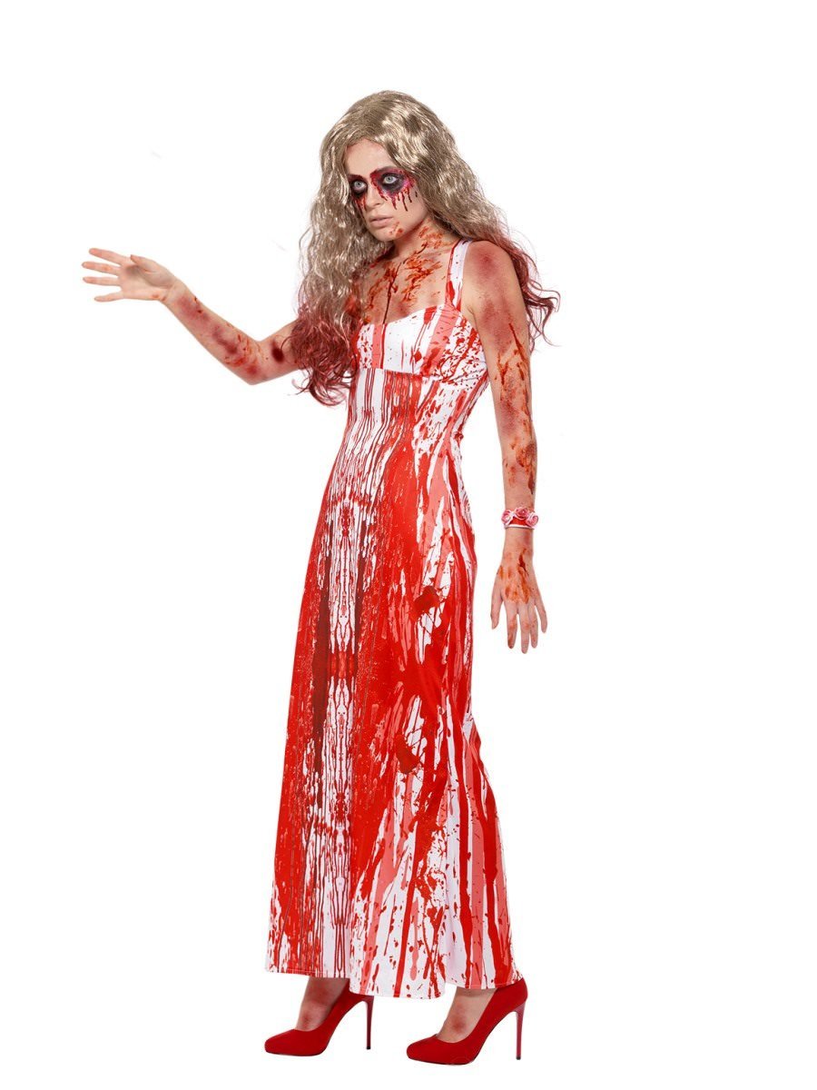 Bloody Prom Queen Costume, White & Red