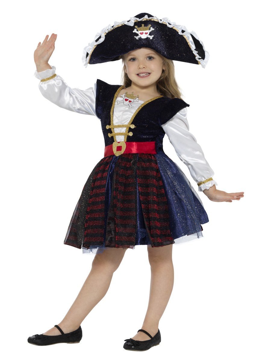 Deluxe Glitter Pirate Girl Costume, Blue