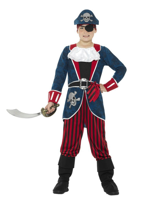 Deluxe Piratenkapitän Kostüm (Blau & Rot)