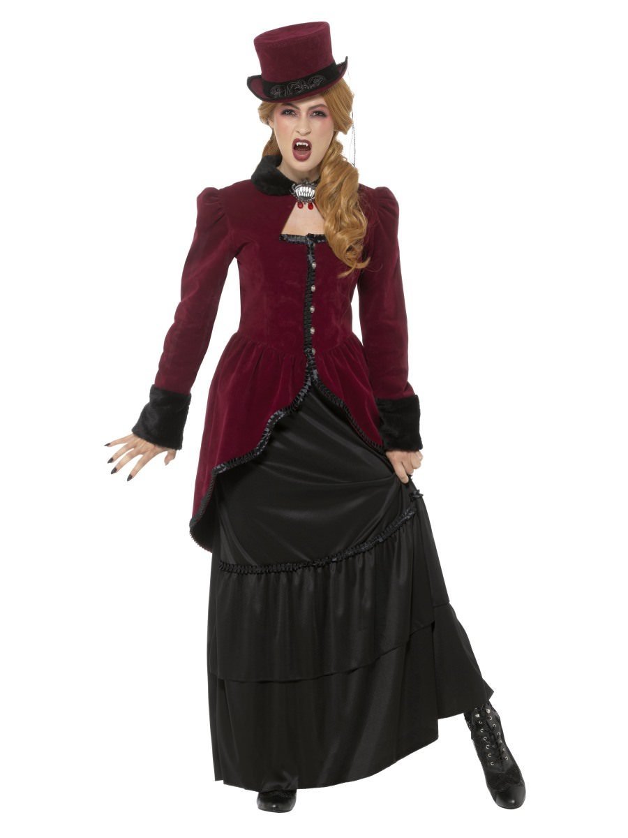 Deluxe Victorian Vampiress Costume, Burgundy