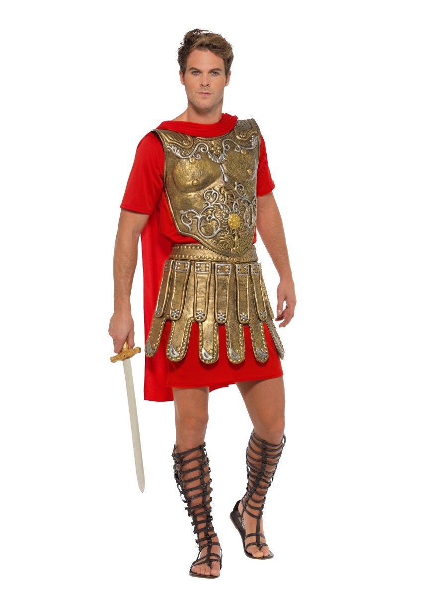 Economy Roman Gladiator Costume, Gold & Red