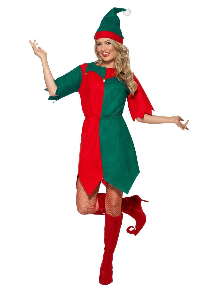Elfen Kostüm für Damen (Rot & Grün)
