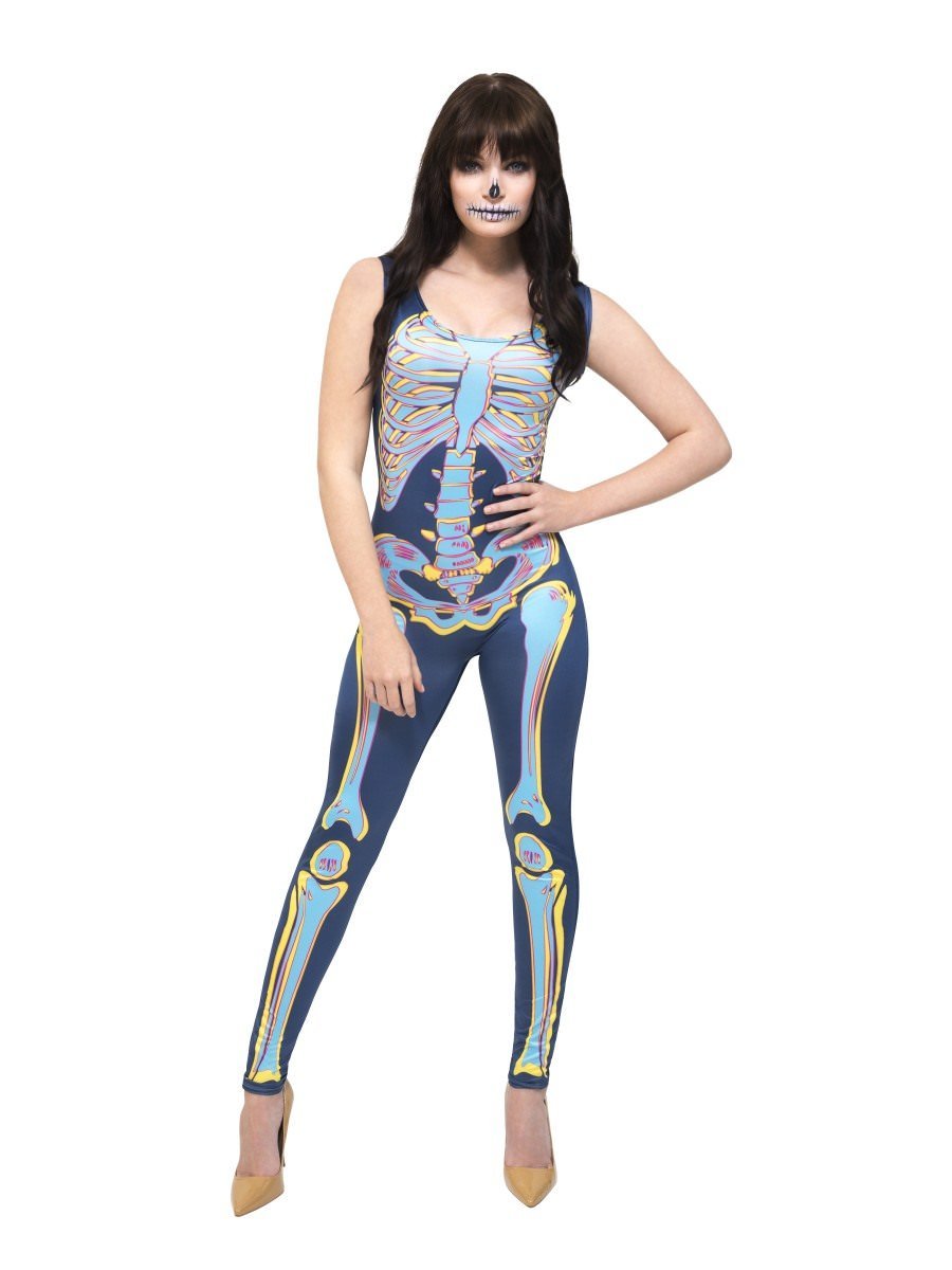 Fever Sexy Skeleton Costume, Blue