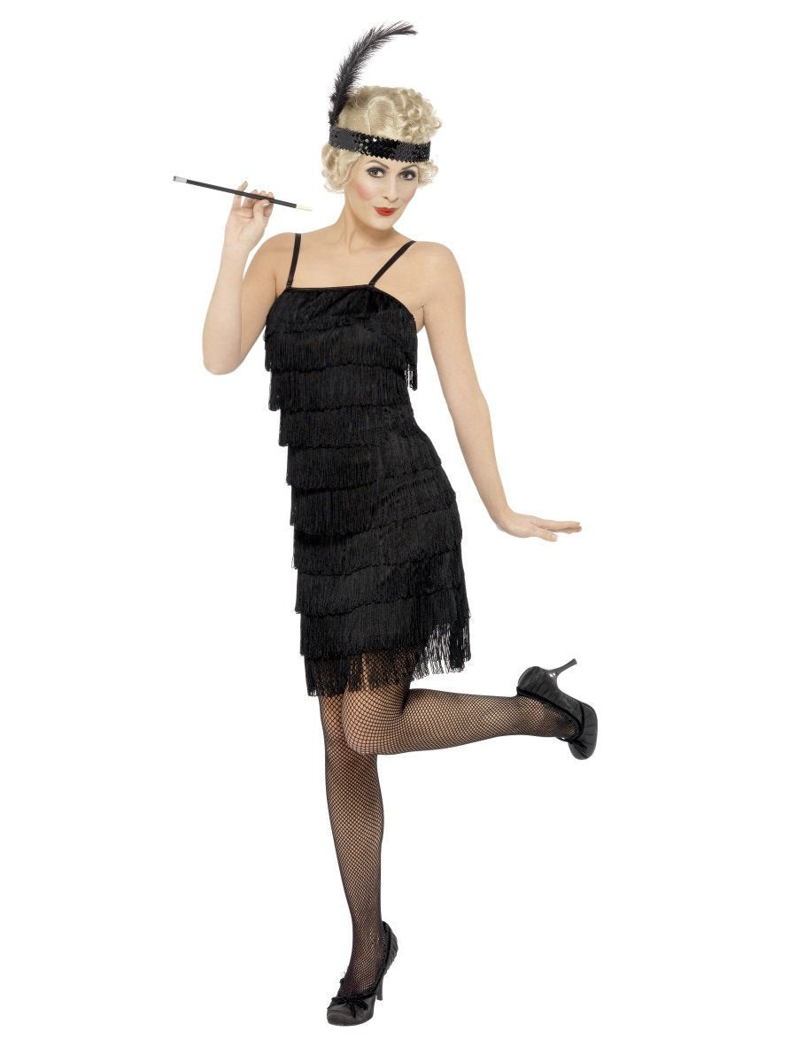 20er Jahre - Deluxe Fransen Flapper Kostüm (Schwarz)