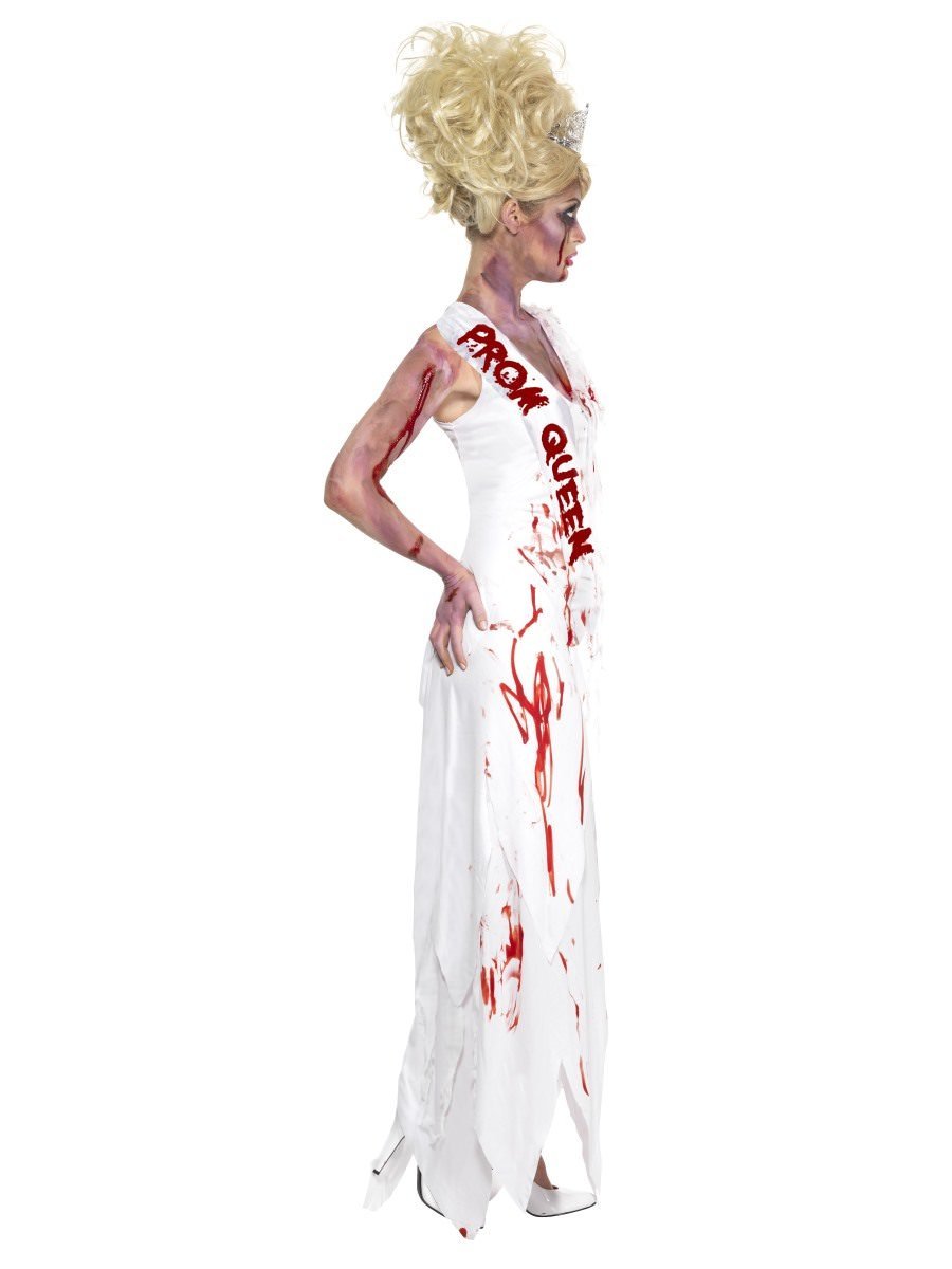 High School Horror Zombie Prom Queen Costume, Whit