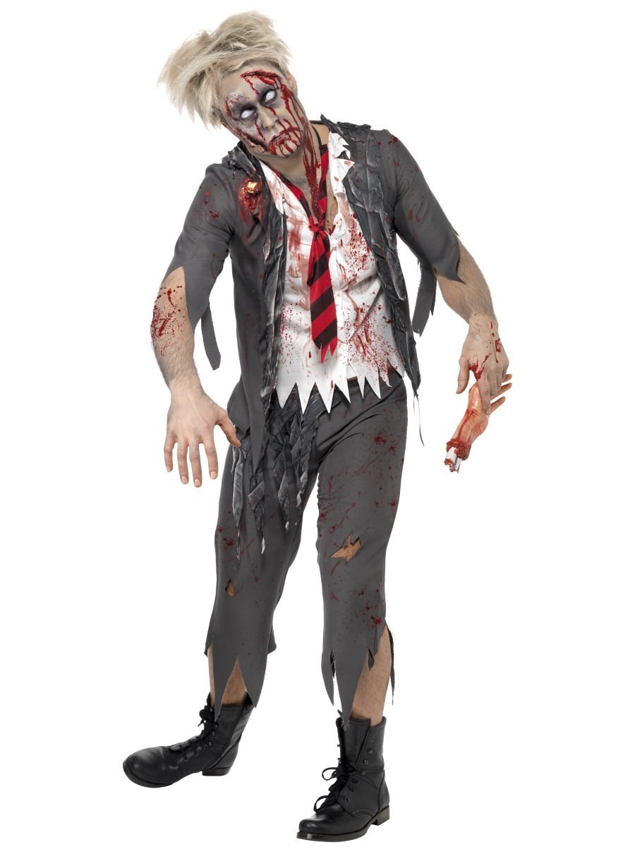 High School Horror Zombie Schoolboy Costume, Grey